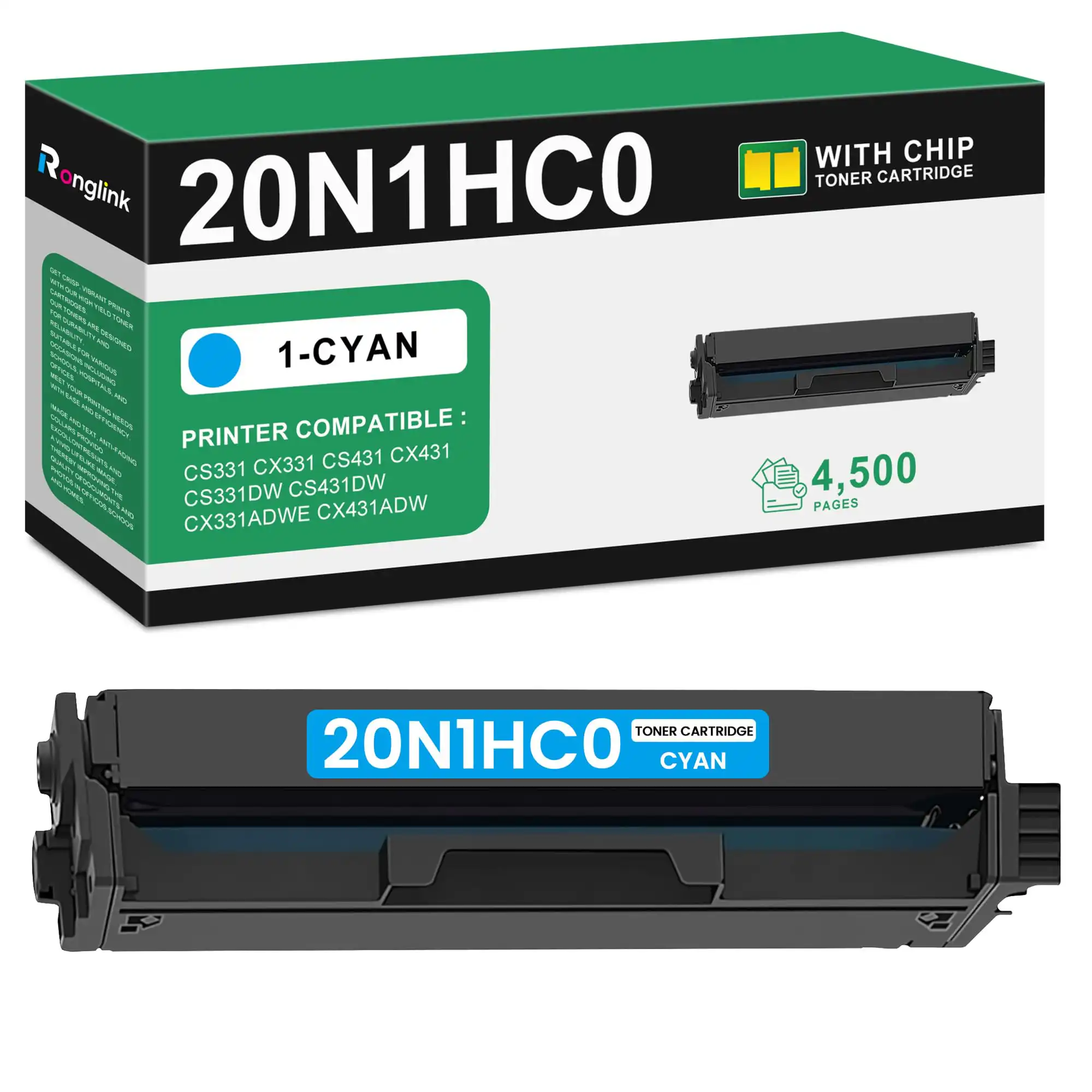 Compatible Lexmark 20N1HC0 Cyan High Yield Toner Cartridge