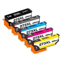 Remanufactured Epson 273XL 5-Set Ink Cartridges: 1 each of Black / Photo Black / Cyan / Magenta / Yellow