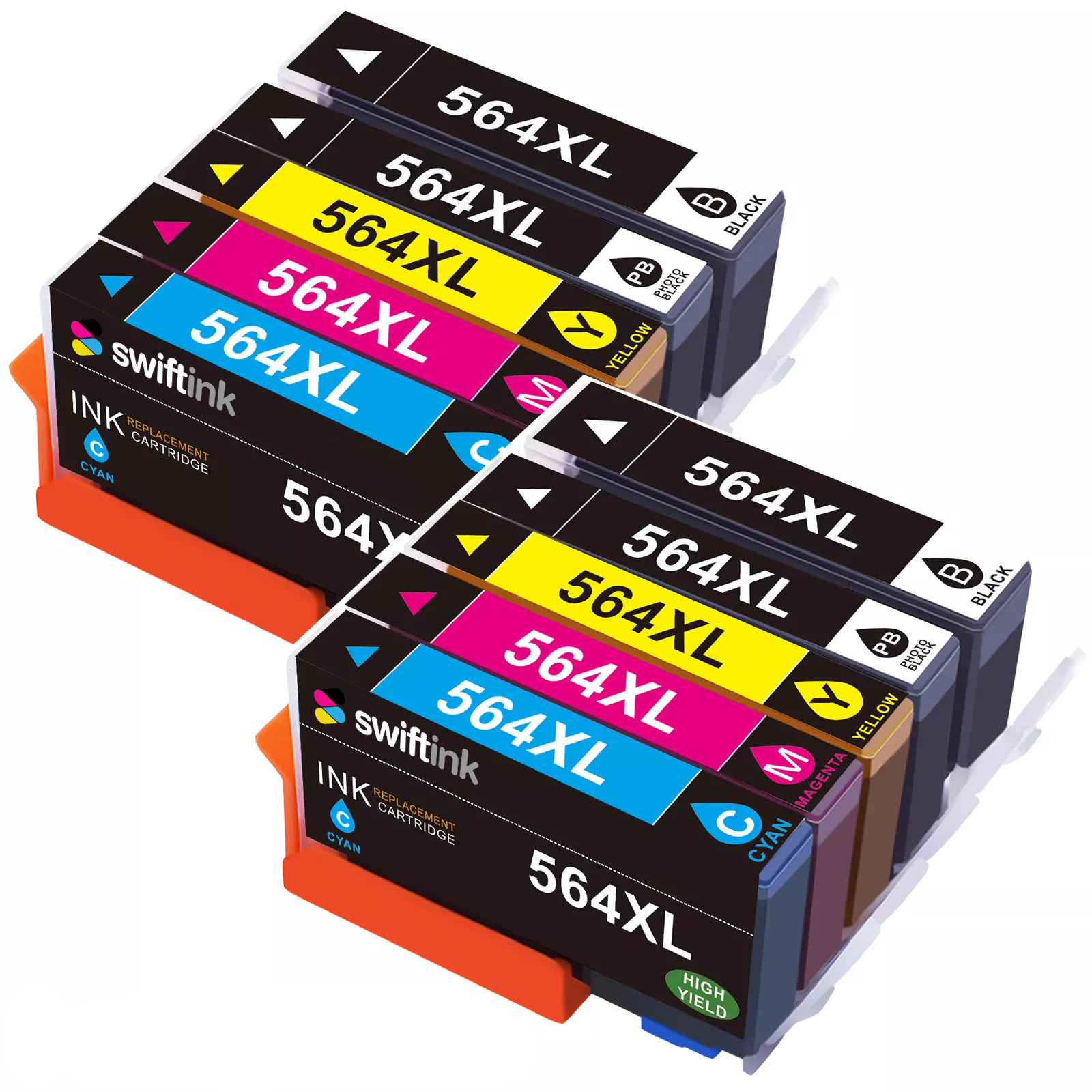 10-Pack Compatible HP 564XL High Yield Ink Cartridges: 2 x Black/Photo/Cyan/Magenta/Yellow