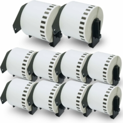 Compatible White Paper Tape Replacement for Brother DK-2205 (2.4 inch x 100 feet, White, 10-Pack)