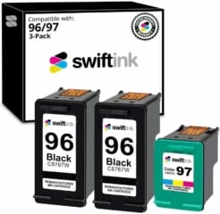 Set of 3: HP 96 & 97 Remanufactured Ink Cartridges - 2 Black & 1 Color