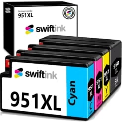 Remanufactured Bulk Set of 4 Ink Cartridges for HP 950XL and 951XL Series: 1 each of Black / Cyan / Magenta / Yellow