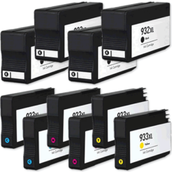 Remanufactured Bulk Set of 10 Ink Cartridges for HP 932XL and 933XL Series: 4 Black & 2 each of Cyan / Magenta / Yellow