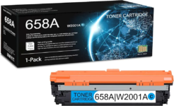 Compatible HP W2001A (HP 658A) Cyan Toner Cartridge (6,000 Page Yield)