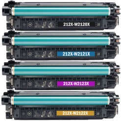 Compatible HP 212X High-Yield Toner Cartridge 4-Piece Combo Pack (No Chip)