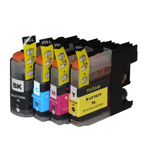 Compatible Brother LC103 4-Set High-Yield Ink Cartridges: 1 each of Black / Cyan / Magenta / Yellow