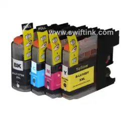 Compatible Brother LC107 / LC105 4-Set Super High-Yield Ink Cartridges: 1 each of Black / Cyan / Magenta / Yellow
