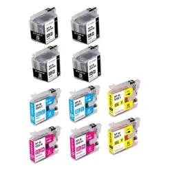 Compatible Bulk Set of 10 Ink Cartridges for Brother LC209 and LC205: 4 Black & 2 each of Cyan, Magenta, Yellow