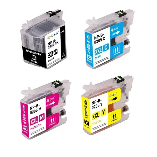 Compatible Bulk Set of 4 Ink Cartridges for Brother LC209 and LC205: 1 Each of Black, Cyan, Magenta, Yellow