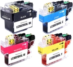 Compatible Bulk Set of 4 Ink Cartridges for Brother LC3029: 1 Each of Black, Cyan, Magenta, Yellow