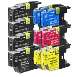 Compatible Brother LC75 XL 10-Set High Yield Ink Cartridges: 4 Black & 2 each of Cyan / Magenta / Yellow