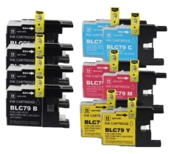 Compatible Brother LC79 10-Set Ink Cartridges: 4 Black & 2 each of Cyan / Magenta / Yellow