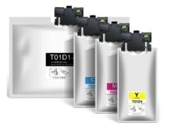 Compatible Set of 4 Ink Packs for Epson T01D: 1 Each of Black, Cyan, Magenta, Yellow