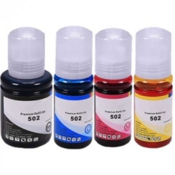 Compatible Set of 4 Ink Bottles for Epson T502: 1 Each of Black, Cyan, Magenta, Yellow