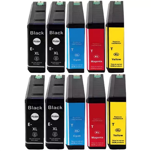 Remanufactured Epson T786XL 10-Set Ink Cartridges: 4 Black & 2 each of Cyan / Magenta / Yellow