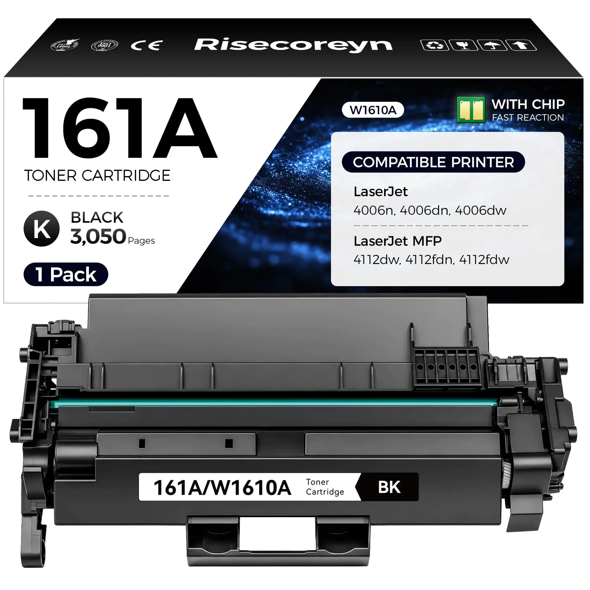 Compatible HP W1610A (161A) Black Toner Cartridge (3,000 Page Yield)