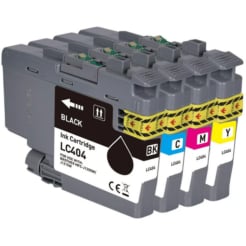 Compatible Brother LC404 4-Set Ink Cartridges: 1 each of Black / Cyan / Magenta / Yellow