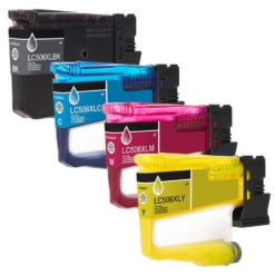 Compatible Bulk Set of 4 Ink Cartridges for Brother LC506XL: 1 Each of Black, Cyan, Magenta, Yellow
