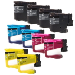 Compatible Brother LC506XL 10-Set High-Yield Ink Cartridges: 4 Black & 2 each of Cyan / Magenta / Yellow