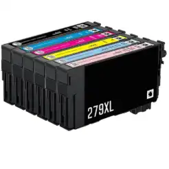 Remanufactured Epson 279XL 6-Set High Yield Ink Cartridges: 1 each of Black / Cyan / Magenta / Yellow / Light Cyan / Light Magenta