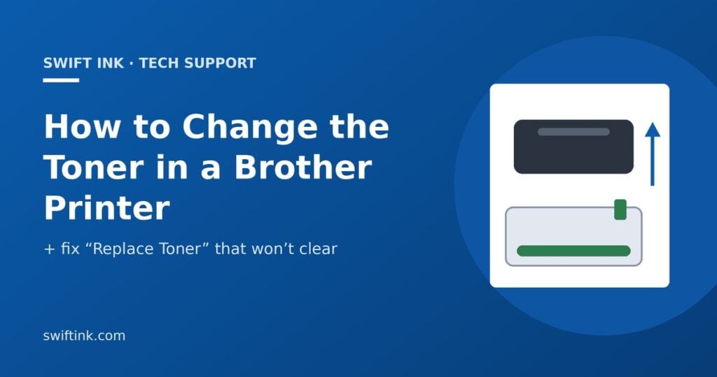 Illustration of a Brother toner cartridge lifting out of its drum unit, for a guide to changing toner in a Brother printer