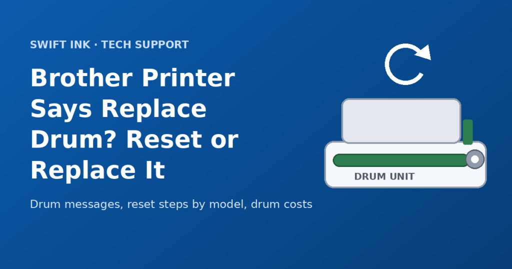 Brother toner cartridge and drum unit assembly with a reset arrow, for a guide to the Replace Drum message