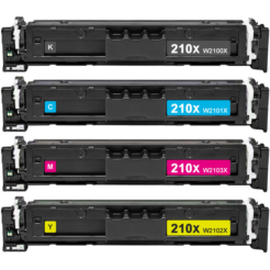Compatible HP 210X Toner Cartridges Combo Pack of 4 - High Yield: 1 Black, 1 Cyan, 1 Magenta, 1 Yellow
