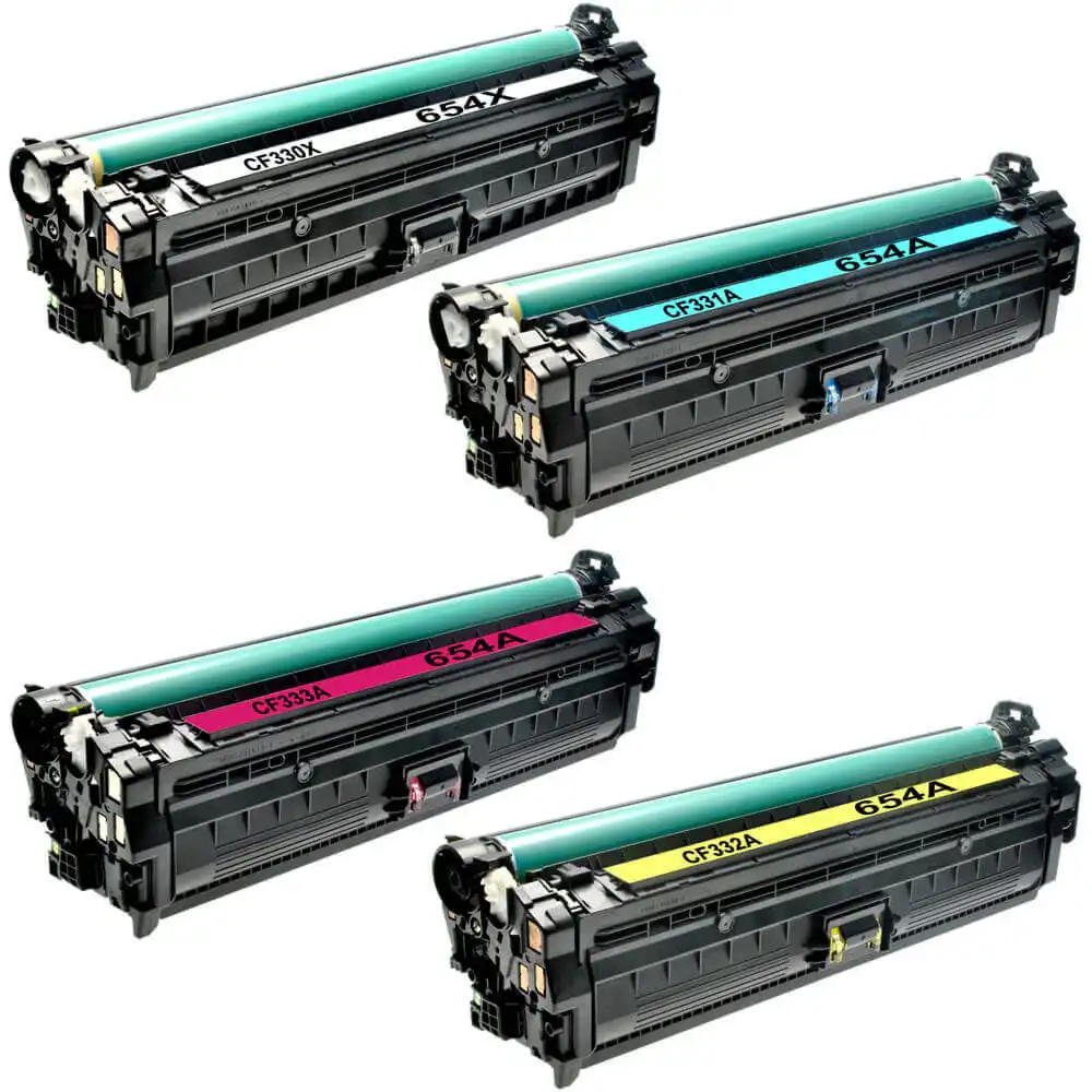 Compatible HP 654X & 654A Toner Cartridge 4-Piece Combo Pack